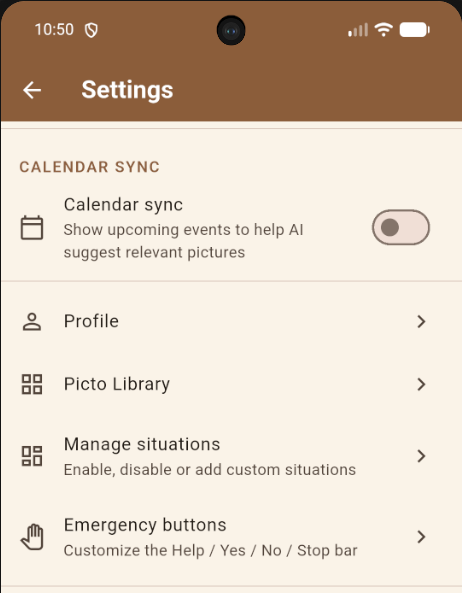 Situations and profile settings